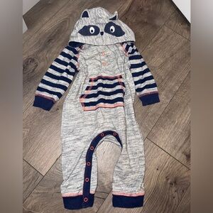 Cat & Jack Gray and Navy Kids One Piece with Raccoon Hood